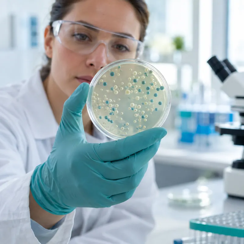 Petri dish with bacterial cultures in a laboratory